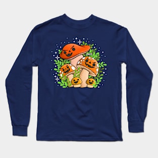 Jack-o-lantern Pumpkin Mushrooms for Halloween Long Sleeve T-Shirt